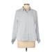 H&M Long Sleeve Button Down Shirt: Gray Stripes Tops - Women's Size Large