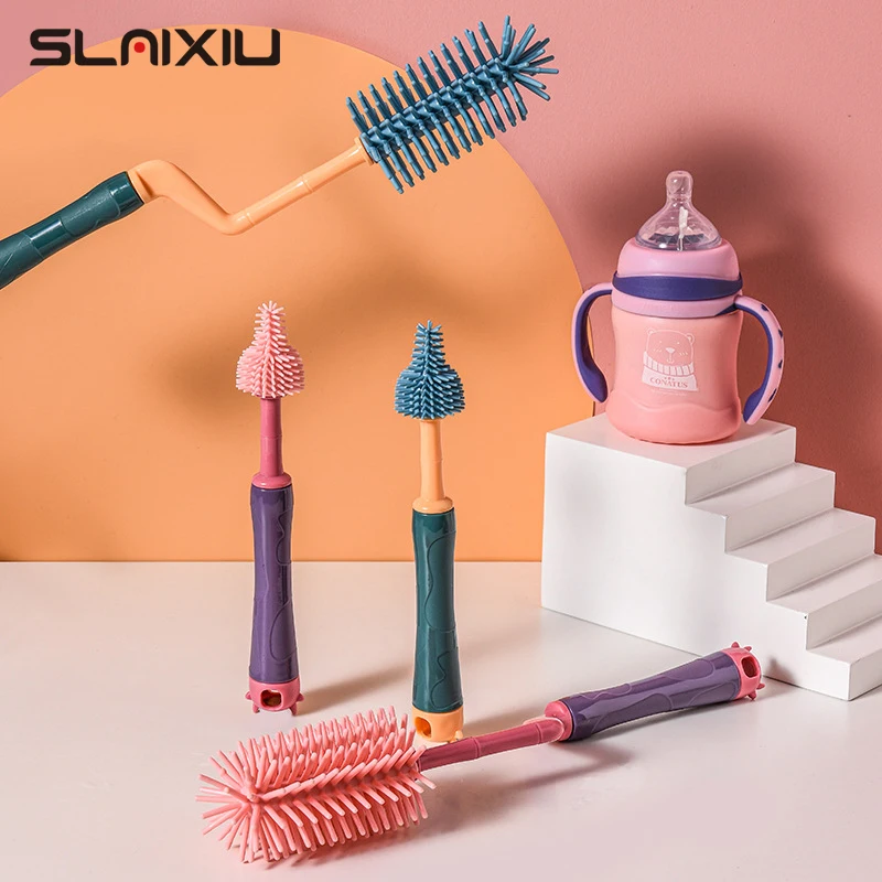 Silikon flasche Reinigungs bürste Baby Schnuller Stroh wäscher kleine Bürste Grad Glas becher Waschen Küche Reinigungs werkzeug Set Image