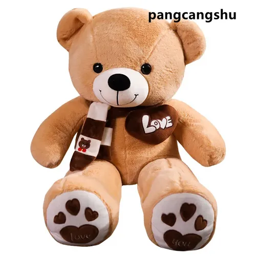 Schöne Qualität 4 Farben Teddybär mit Schal Stofftiere tragen Plüschtiere Puppe Kissen Kinder