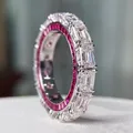 Liebhaber Eternity Rubin Diamant Ring 100% Echt 925 sterling silber Party Hochzeit band Ringe für