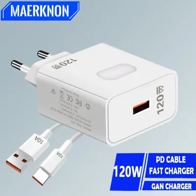 120W GaN USB Ladegerät Schnell Ladegerät 3,0 Schnelle Lade Typ C Kabel Handy Ladegerät Adapter Für Xiaomi Samsung iPhone Ladegerät