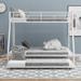 Twin over Full Bed with Sturdy Steel Frame Bunk Bed with Twin Size Trundle Two-Side Ladders