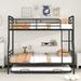 Full XL Over Queen Metal Bunk Bed with Twin Size Trundle for Dorm, Bedroom