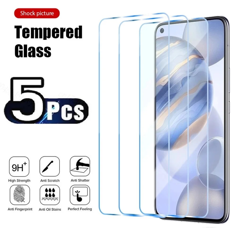 5 Stück gehärtetes Glas für Huawei Nova 7 8i 9 10 11 11i Y61 Y90 SE Displayschutzfolie
