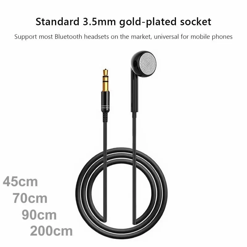 Auricolare mono mono lato singolo di fascia alta da 3,5 mm auricolare mono cablato per telefono cellulare radio Mp3 ricevitore audio Bluetooth linea corta