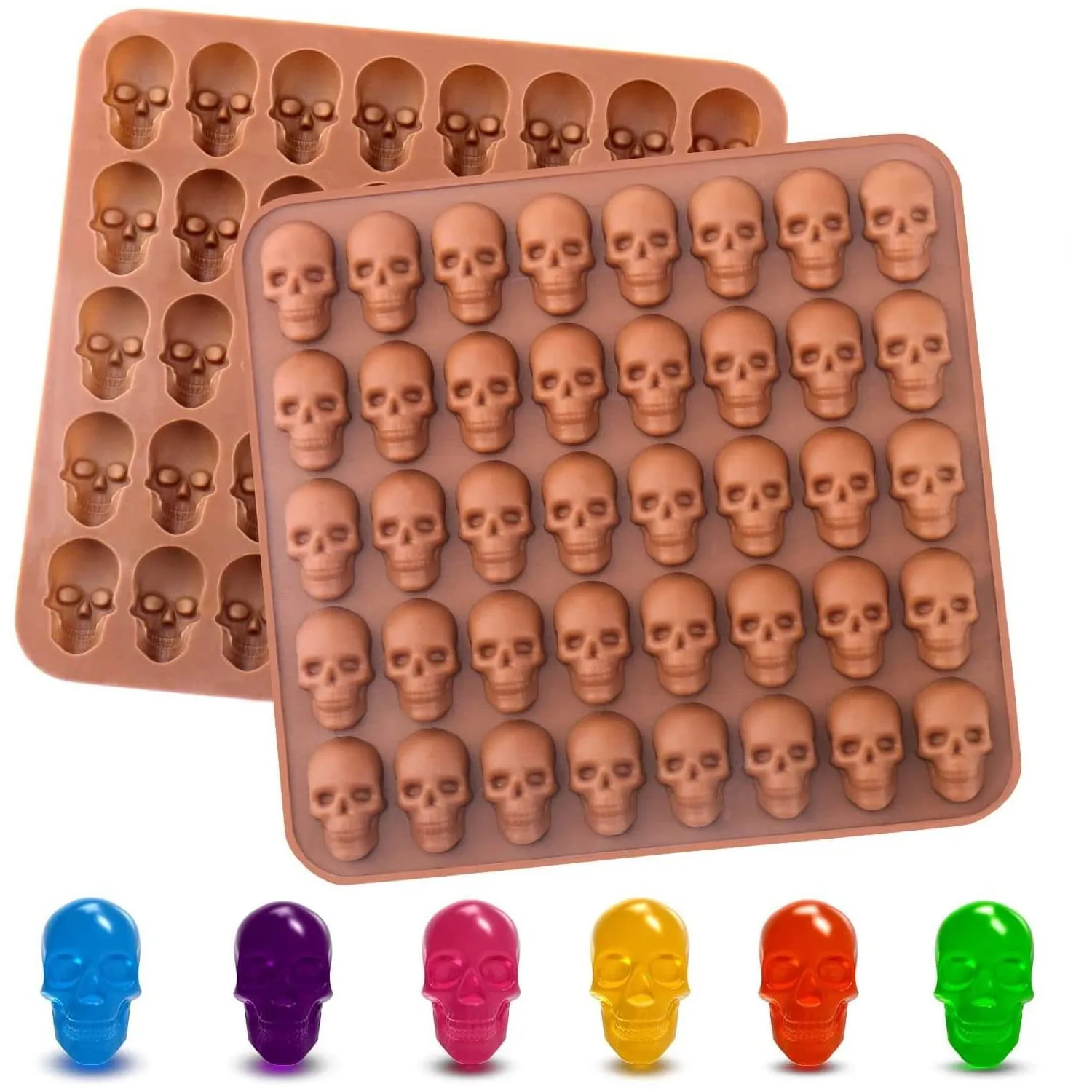 Halloween Schädel Süßigkeiten Backformen 40 Kavität Antihaft Schädel Silikon form für Praline Gelee Eiswürfel Hund behandelt Keks Image