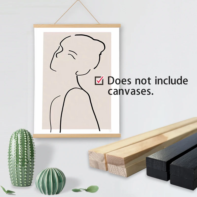 1 x Kunstclip mit magnetischer Saugnapf, Bilderrahmen aus Holz, Bilderrahmen aus Holz für Wohnzimmer, Schlafzimmer, magnetischer Bilderrahmen