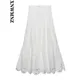 Xnwmnz Sommer Frauen weiße Mode Baumwolle bestickt langen Rock weibliche Vintage High-Waist Chic