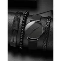 Business-Uhr Set schwarz Mode Männer Sport uhren Mann Quarz Armbanduhr Armband Männer lässig Luxus