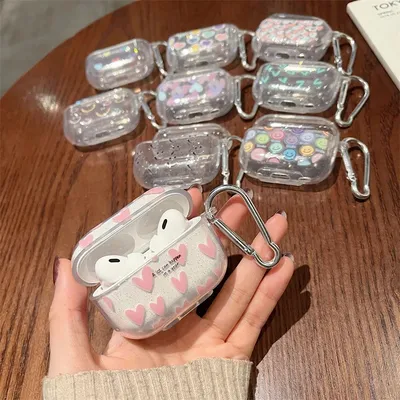 Weiche Silikon hülle für Airpods Pro 2. Glitzer glänzende Cartoon-Hülle für Airpods 3 2 1 Mädchen bunte Herz Kopfhörer Ladebox Image