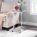 Modern Glass Top C Shape Mobile Side Table,End Table with Chrome Metal Frame