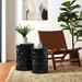 Glitzhome Set of 2 Embossed Glossy Black Metal Garden Stool Plant Stand - 14.25"W x 14.25"D x 18.75"H