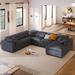 Sectional Sofa with Ottoman, L-Shaped Oversized Modular Sectional Sofa, Corner Sectional Sofa for Living Room, Spacious Space