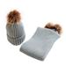 Elainilye Fashion Toddler Kids Winter Hat Baby Beanies Cap Toddler Infant Bib Knitted Hat Two-piece Knitted Cap Gray
