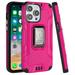 Designed for Apple iPhone 15 Pro Max (6.7 ) Tough Metallic Hybrid Premium Ring Kicstand Military Grade Heavy Duty Shockproof Rugged Phone Case Cover [Hot Pink]