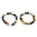 Imperial Duo,'Agate and Recycled Glass Beaded Bracelet from Ghana (Pair)'