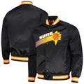 Men's Mitchell & Ness Black Phoenix Suns Hardwood Classics Throwback Wordmark Raglan Full-Snap Jacket