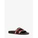 Michael Kors Gilmore Logo Tape and Printed Calf Hair Slide Sandal Red 9