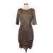 BCBGeneration Cocktail Dress Scoop Neck 3/4 sleeves: Brown Print Dresses - Women's Size Medium