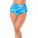Plus Size Women's High Waist Hot Pant Brief by Swimsuits For All in Blue Watercolor Florals (Size 22)