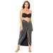 Plus Size Women's Sparkle Twist Front Maxi Skirt Cover Up by Swimsuits For All in Black Sparkle (Size 18/20)