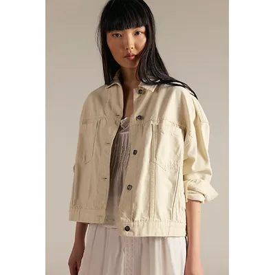 We The Free Opal Swing Denim Jacket at Free People in Bright Ecru, Size: Large