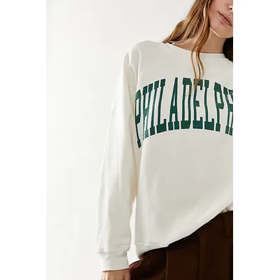 Classic Crew Sweatshirt by Original Retro Brand at Free People in Antique White Phila, Size: Medium