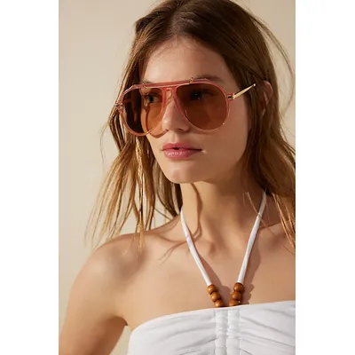 Ventura Oversized Aviator Sunglasses at Free People in Cafe