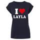 T-Shirt MERCHCODE "Merchcode Damen Ladies I Love Layla X T-Shirt" Gr. XL, blau (navy) Herren Shirts T-Shirts