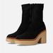 Free People Shoes | Free People Black Suede Gigi Ankle Boots 7 | Color: Black/Tan | Size: 7