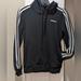 Adidas Tops | Adidas, Black With 3 White Stripes, Fleece, Pull Over Hoodie, Women's Size Small | Color: Black/White | Size: S