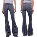 Free People Jeans | Free People Pull On Flare Denim Jean 28 Dark Gray Charcoal Wash | Color: Gray | Size: 28