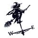 Garden Weather Vane, Witch Metal Weathervane, Garden Port Wind Direction Indicator Measuring Tool with Witch Pattern Decoration for outdoor yard