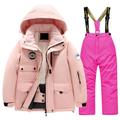 Ski Suit Kids Ski Jacket & Trousers Set Winter Outdoor Sports Ski Overall Windproof Waterproof Ski Suits Snowboard Coat and Pants Two Piece Set for Kids Snowsuit for Skiing Snowboarding Hot Pink