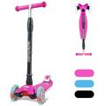 FAYDUDU Scooter for Kids Ages 3-12 Toddler Scooter 3 Wheel Scooter Kick Scooter for Girls Boys Light up Scooter with Adjustable Height, Non-Slip Deck Baby Scooter Lightweight (New Pink)