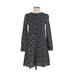 H&M Casual Dress - A-Line Crew Neck Long sleeves: Black Print Dresses - Women's Size 4