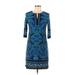 Sandra Darren Casual Dress - Sheath Keyhole 3/4 sleeves: Blue Dresses - Women's Size 6