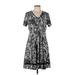 Signature by Robbie Bee Casual Dress: Black Damask Dresses - Women's Size Large Petite