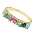 BJC® 9ct Yellow Gold DEAREST Ring Diamond Emerald Amethyst Ruby Emerald Sapphire Turquoise Beautiful Hidden Message Half Eternity Ladies Ring (N)