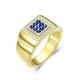 SISGEM Created Sapphire Ring for Men, 925 Sterling Silver Gold Plated Men's Ring with Pave Set, Engagement Promise Band Ring for Men Husband Father Size UK I-Z+6