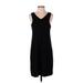 Eileen Fisher Casual Dress - Shift V-Neck Sleeveless: Black Print Dresses - Women's Size Small