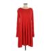 Old Navy Casual Dress - Mini Scoop Neck Long sleeves: Red Print Dresses - Women's Size Large