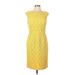 Adrianna Papell Cocktail Dress - Sheath Crew Neck Sleeveless: Yellow Dresses - Women's Size 10