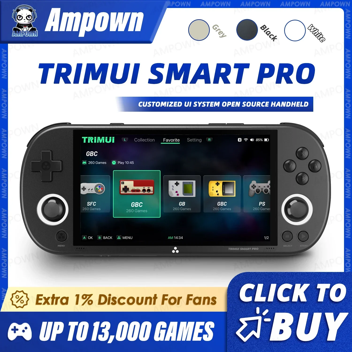 Trimui Smart Pro Console de jeu portable 4.96 ''écran IPS système Linux Joystick éclairage rvb Trimui rétro Console de jeu vidéo cadeau