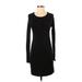 Lou & Grey Casual Dress - Sheath Scoop Neck Long sleeves: Black Solid Dresses - Women's Size X-Small