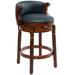 World Menagerie Elkton Wooden Counter Stool, Swivel Seat Bar Stool Leather/Genuine Leather in Blue | Counter Stool (25.6" Seat Height) | Wayfair