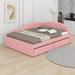 Red Barrel Studio® PU Tufted Daybed w/ Two Drawers & Cloud Shaped Guardrail Upholstered/Faux leather in Pink/Gray | 27.8 H x 57 W x 79 D in | Wayfair