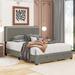 Latitude Run® Linen Platform Bed w/ Adjustable LED Headboard & Footboard Drawers Upholstered/Linen in Gray | 47.5 H x 64 W x 84 D in | Wayfair