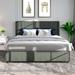 Latitude Run® Yamille Storage Wingback Bed Upholstered/Metal/Linen in Gray | 39 H x 84.4 W x 63.5 D in | Wayfair 95E96B2BEADA409E82F5217D9F681757