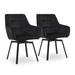 Mercer41 Arshia Tufted Metal Wing Back Arm Chair Dining Chair Upholstered/Velvet/Metal in Black | 32.7 H x 16.9 W x 18.1 D in | Wayfair